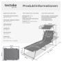 2er Set graue Tectake Sonnenliegen mit Sonnendach, klappbar und verstellbar.