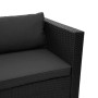 MCW Poly-Rattan Gartengarnitur Schwarz mit dunklen Polstern. Detailansicht des Flechtwerks.