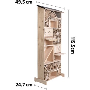 Gardigo Insektenhotel XXXL aus Holz, Nisthilfe für Bienen, Marienkäfer und andere Insekten.