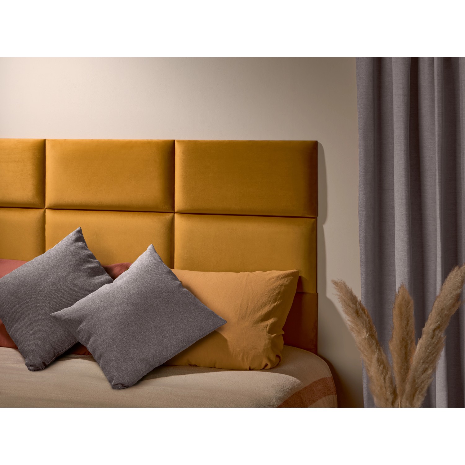 Wandkissen Rechteck 60 cm x 30 cm Gelb Samt kaufen bei OBI