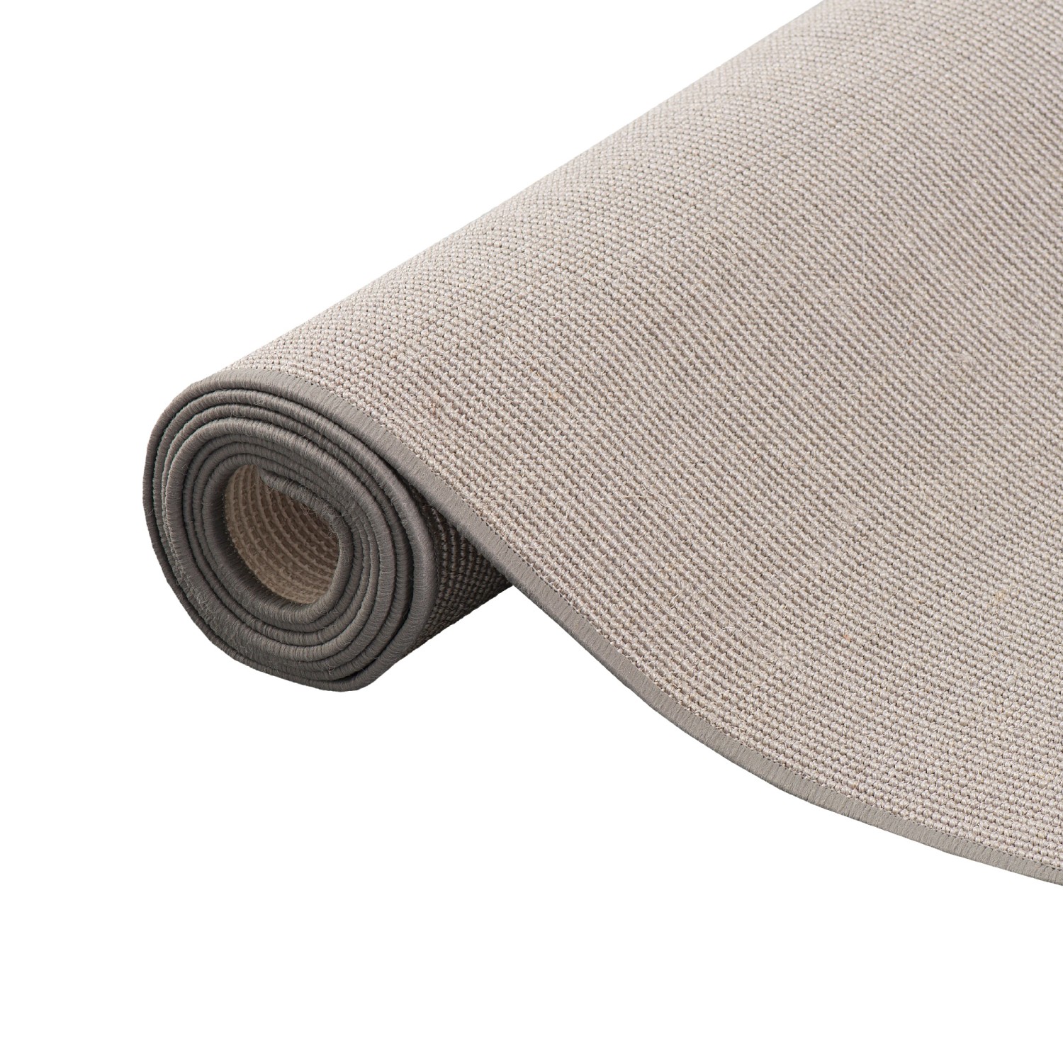 Gerollter, grauer Snapstyle Sisal Natur Läufer Teppich (80x200cm).