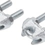 Zwei verzinkte Seilklemmen, 6 mm, zum Verbinden von Draht- oder Faserseilen.