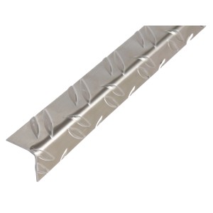 Gleichschenkliges Winkelprofil aus Aluminium, 41,2x41,2x1000 mm, mit Riffelblechmuster.