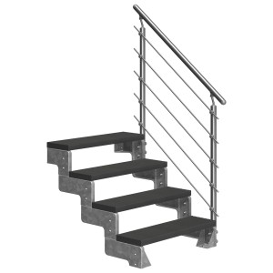 DOLLE Außentreppe Gardentop 4 TRIMAX-Stufen 100 cm anthrazit + Geländer