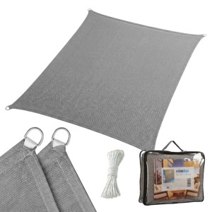 Relaxdays Sonnensegel HDPE Dunkelgrau Atmungsaktiv 3 m x 4 m