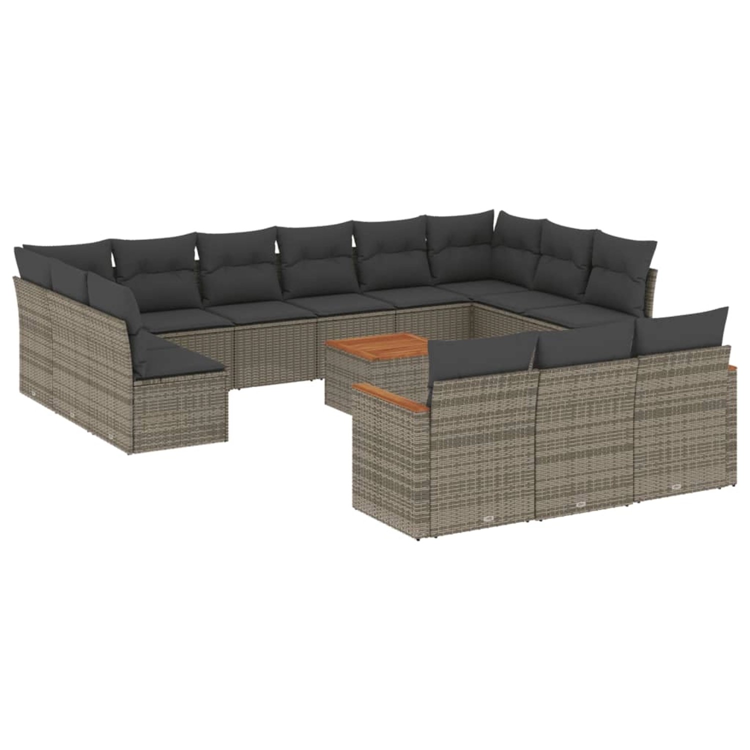 vidaXL 14-Tlg Garten-Sofagarnitur mit Kissen Grau Poly Rattan 3226466 günstig online kaufen