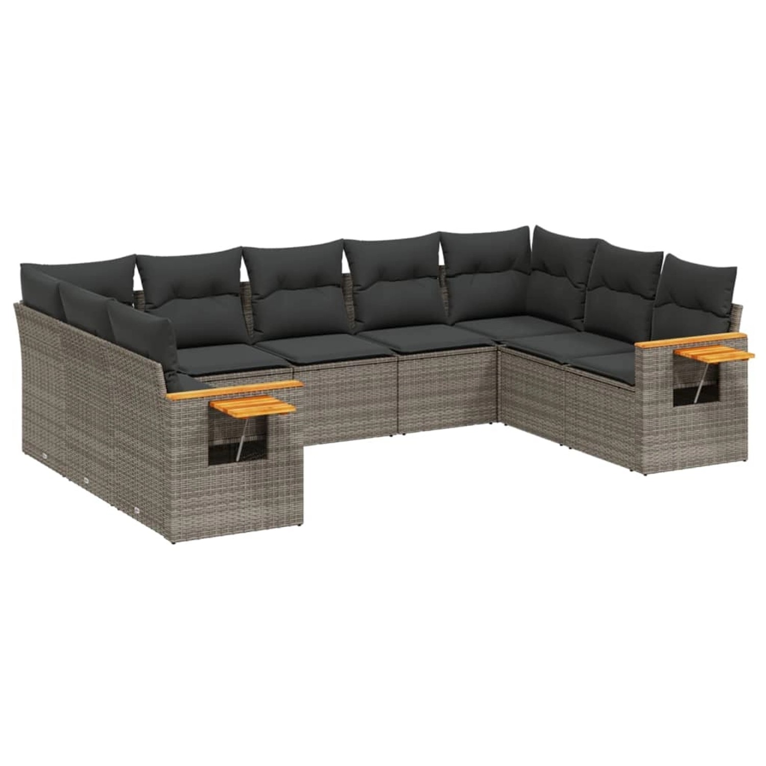 vidaXL 9-Tlg Garten-Sofagarnitur mit Kissen Grau Poly Rattan 3259519 günstig online kaufen