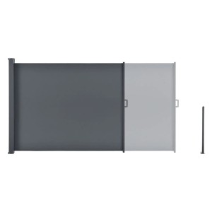 Juskys Seitenmarkise Dubai, 500x200 cm, dunkelgrau, ausgefahren. Sicht- und Windschutz für Terrasse und Balkon.