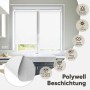 Weißes Sekey Seitenzugrollo 55x130cm, blickdicht, am Küchenfenster montiert. Bietet Sonnen-, UV- und Sichtschutz.