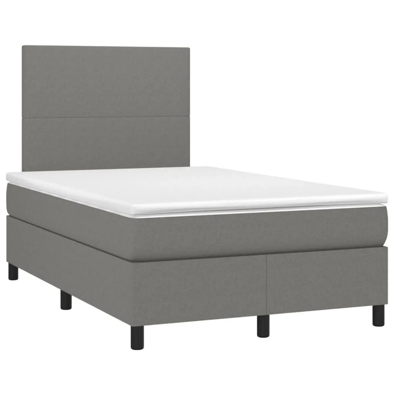 vidaXL Boxspringbett mit Matratze & LED Dunkelgrau 120x200 cm Stoff 3134702