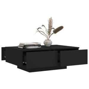Schwarzer vidaXL Couchtisch (90x60x31 cm) aus Holzwerkstoff mit Schubladen.