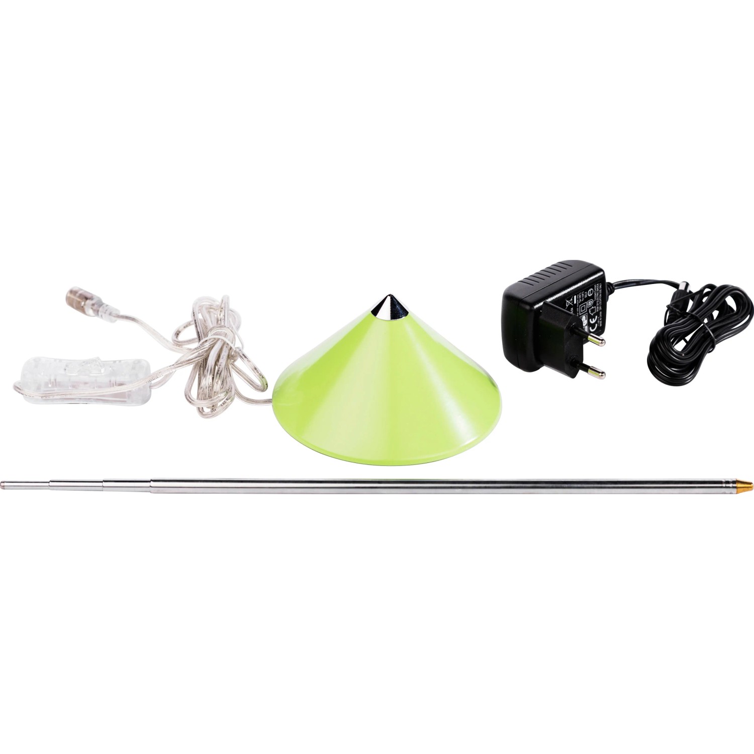 Parus LED-Pflanzenlampe Sunlite (7W, Grün) mit Teleskopstab, Netzteil und Kabel.