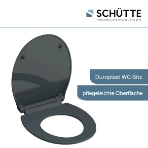 Schütte WC-Sitz Slim Anthrazit Duroplast mit Absenkautomatik und Schnellverschluss.
