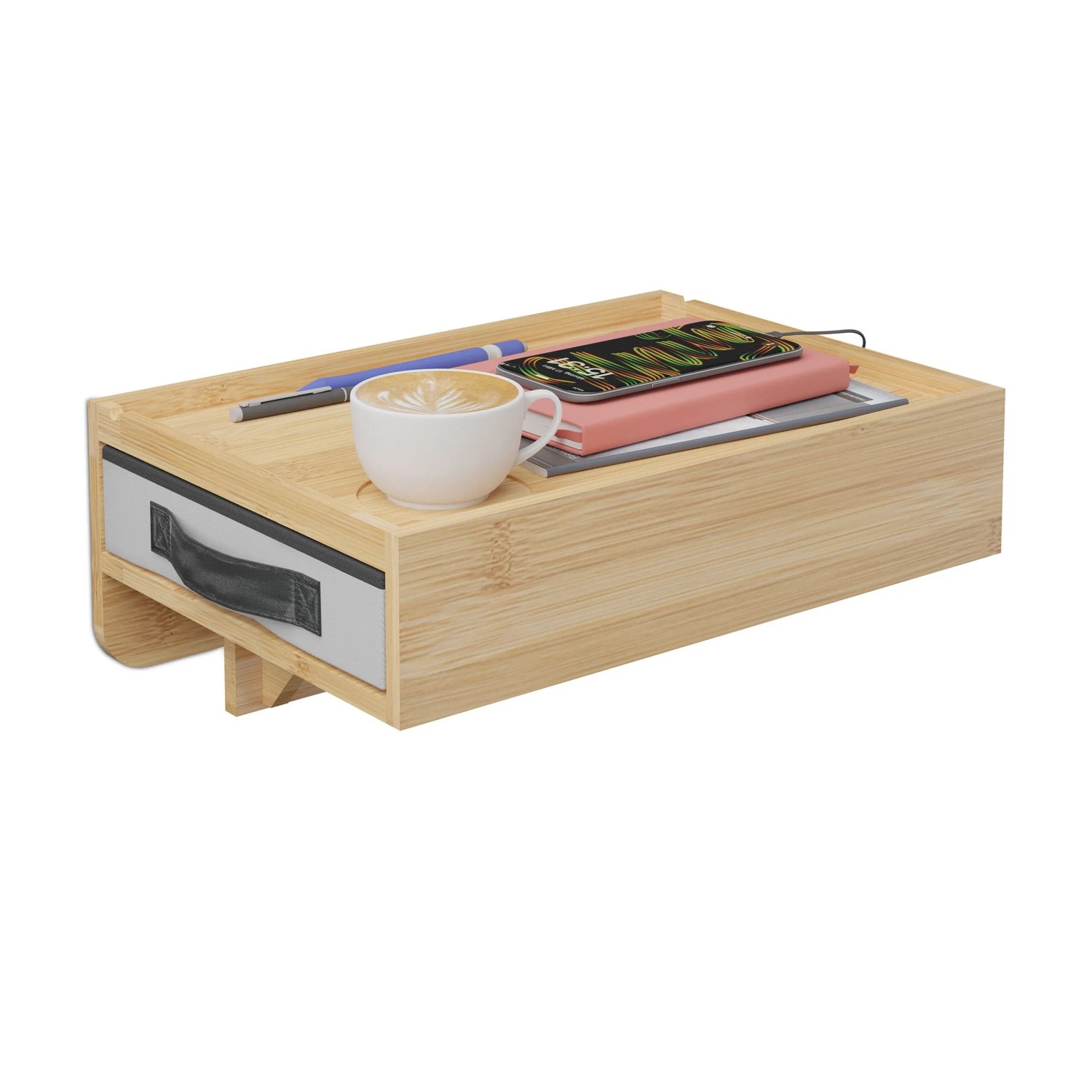 Relaxdays Nachttisch Bambus Natur Klemmbar mit Schublade 14 cm x 37 cm x 26,5 cm 2,4 kg