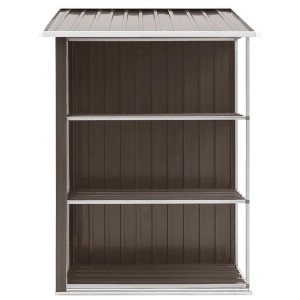 Braunes vidaXL Gartenhaus mit Regal, 205x130x183 cm, aus Eisen. Ideal zur Aufbewahrung im Garten.