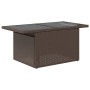 Brauner vidaXL Gartentisch aus Rattan mit Glasplatte, Teil der 9-tlg. Garten-Sofagarnitur.