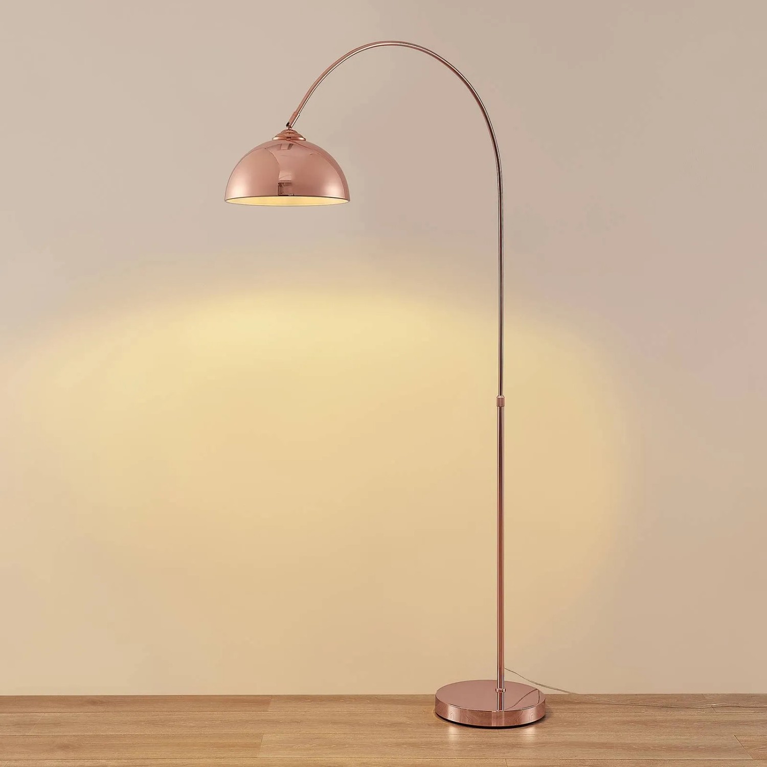 Lindby Stehlampe Bogenleuchte Lennart Modern in Kupfer aus Metall 1-flammig E27 Wohnzimmerleuchte_4