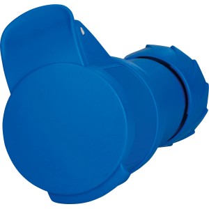 Blaue Schneider Electric CEE-Kupplung, 3-polig, 16A mit Schneidklemmen für flexible Montage.