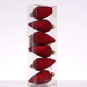 Marelida Christbaumschmuck Baumschmuck Tannenzapfen Bruchfest Glitzernd 8cm Rot 6St