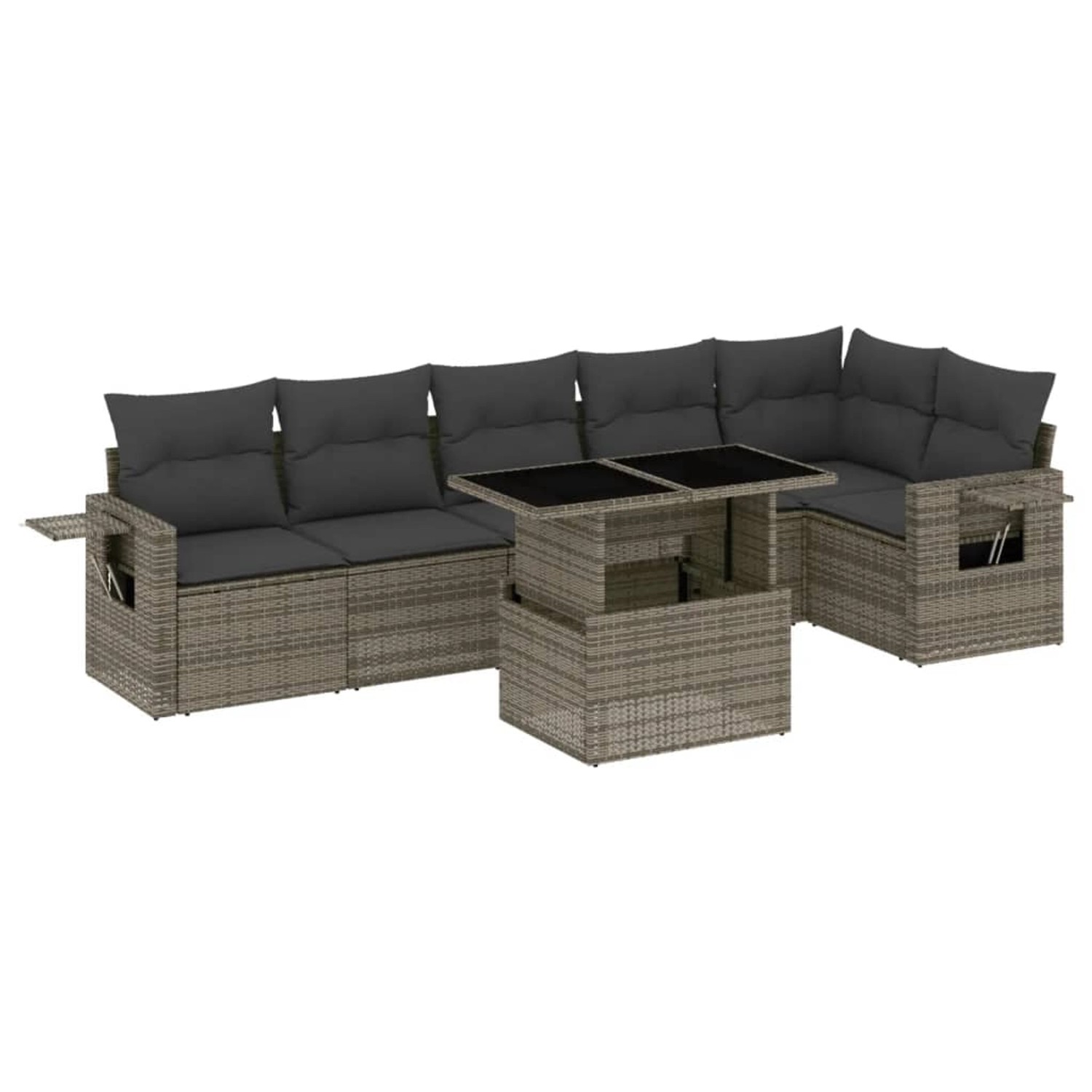 vidaXL 7-tlg Garten-Sofagarnitur mit Kissen Grau Poly Rattan Modell 184 günstig online kaufen