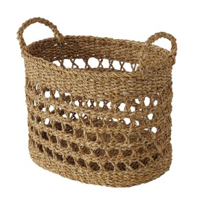 Naturfarbener Boltze Korb Sindo aus Seegras, 27x27x37 cm, für Aufbewahrung.