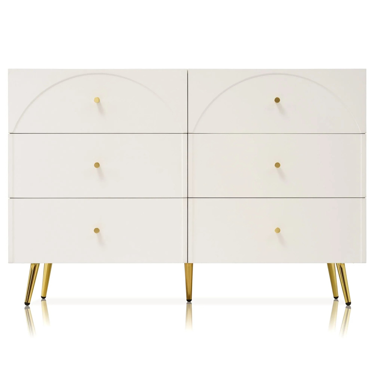Merax Schubladenkommode 120x40x85cm 6 Schubladen Creme Weiß