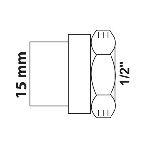 Kirchhoff Übergangsmuffe, 15 mm x 1/2 Zoll IG, blank, für Lötfittings.