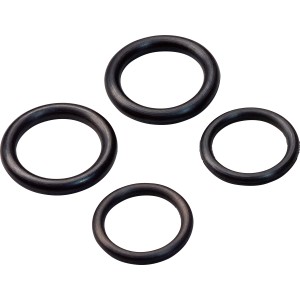 Dichtungs-Set für Armaturengewinde, 4 schwarze Gummi O-Ringe in verschiedenen Größen.