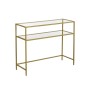 Goldener Vasagle Konsolentisch mit 2 Glasablagen (35x100x80cm) für Flur oder Wohnzimmer.