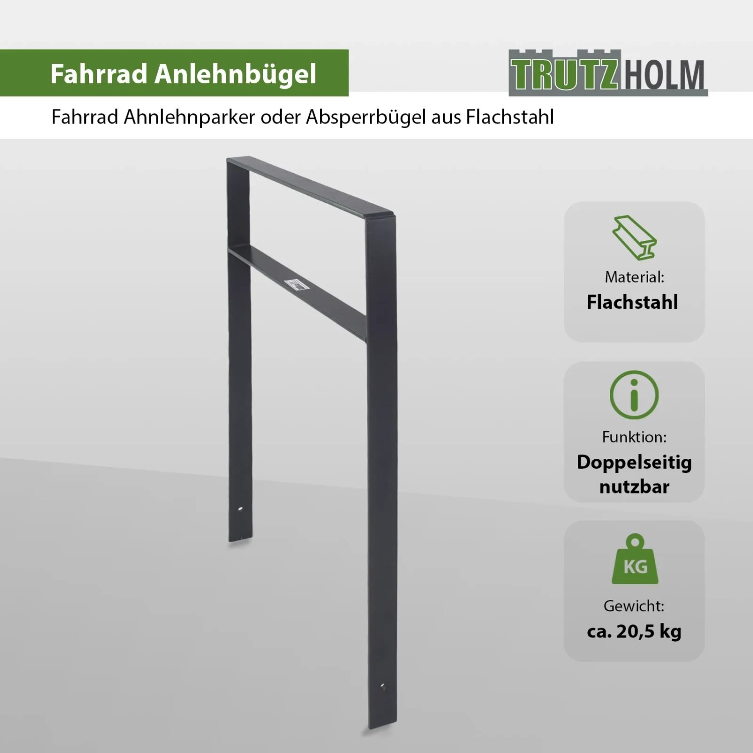 TRUTZHOLM 5x Fahrradanlehnbügel 114 x 77 cm Flachstahl 13 mm Anthrazit Typ H