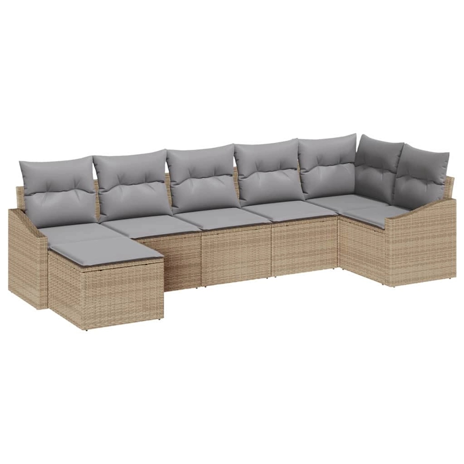vidaXL Garten-Sofa-Set 7-Tlg Beige Poly Rattan 3346810 günstig online kaufen