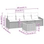 vidaXL Garten-Sofa-Set, 5-teilig, schwarz, Poly Rattan, mit Maßangaben.