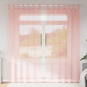 Rosa Voile Vorhänge (2 Stk.) mit Schlaufen, 140x245 cm, leicht transparent.