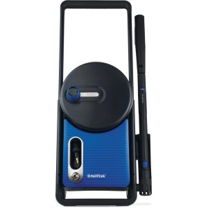 Nilfisk Hochdruckreiniger Excellent 170-10 mit Schlauchtrommel und Lanze, blau/schwarz.