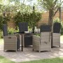 Hellgraue 5-tlg. Garten Essgruppe aus Poly Rattan. Gartentisch mit 4 Stühlen für Terrasse und Garten.