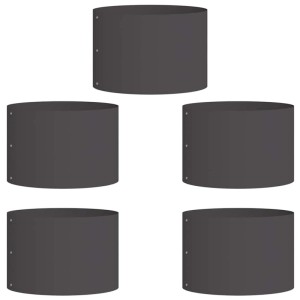 Set aus 5 schwarzen vidaXL Pflanzenringen (30x30x20 cm) aus kaltgewalztem Stahl für den Garten.