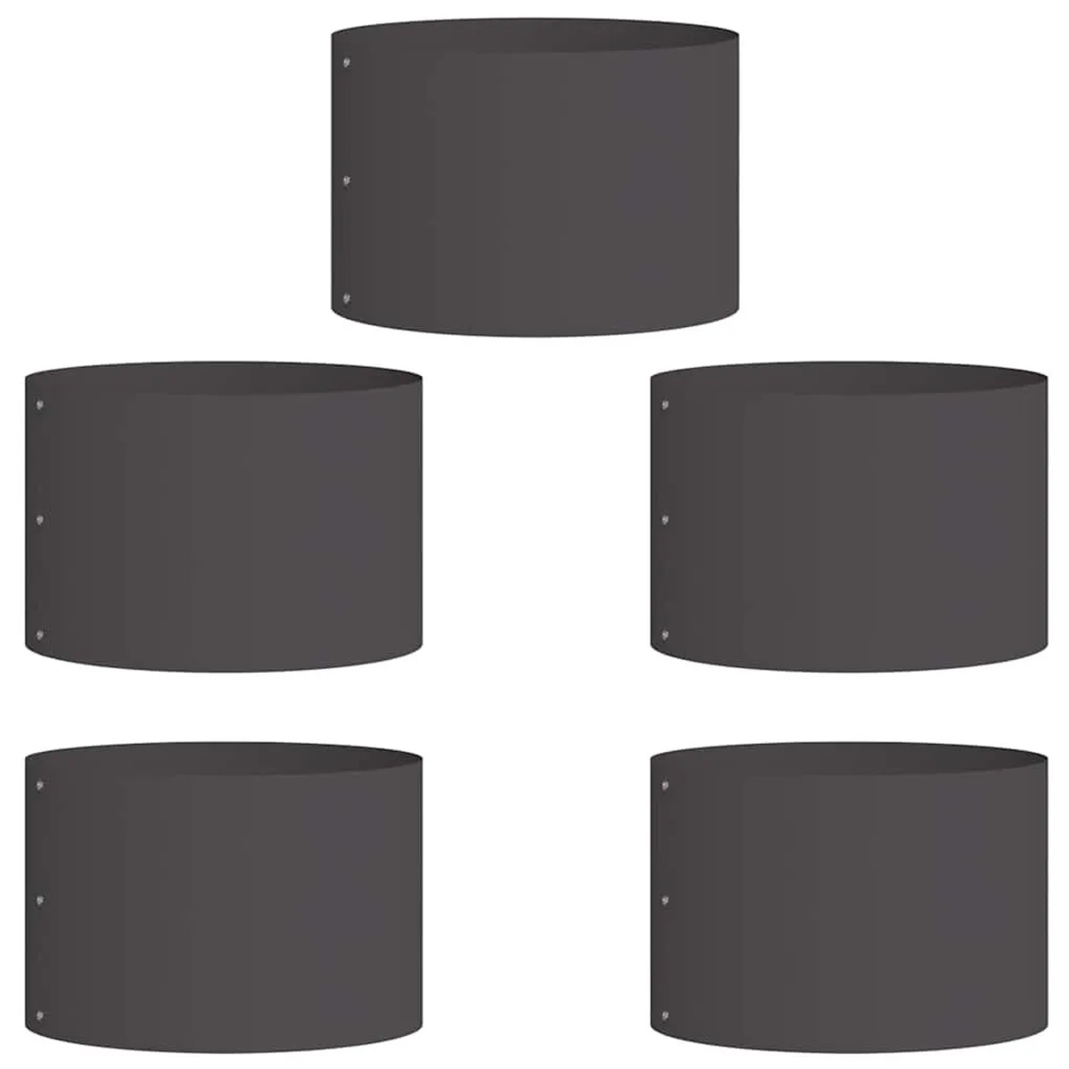 vidaXL Pflanzenring 5 Stk Schwarz 30 x 30 x 20 cm Kaltgewalzter Stahl 873593