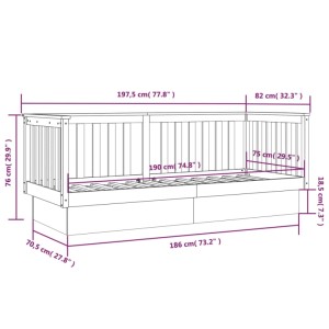 vidaXL Tagesbett Honigbraun 75x190 cm Massivholz Kiefer 821577