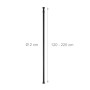 Schwarze Relaxdays Teleskop Duschstange aus Edelstahl, verstellbar von 130 bis 220 cm.