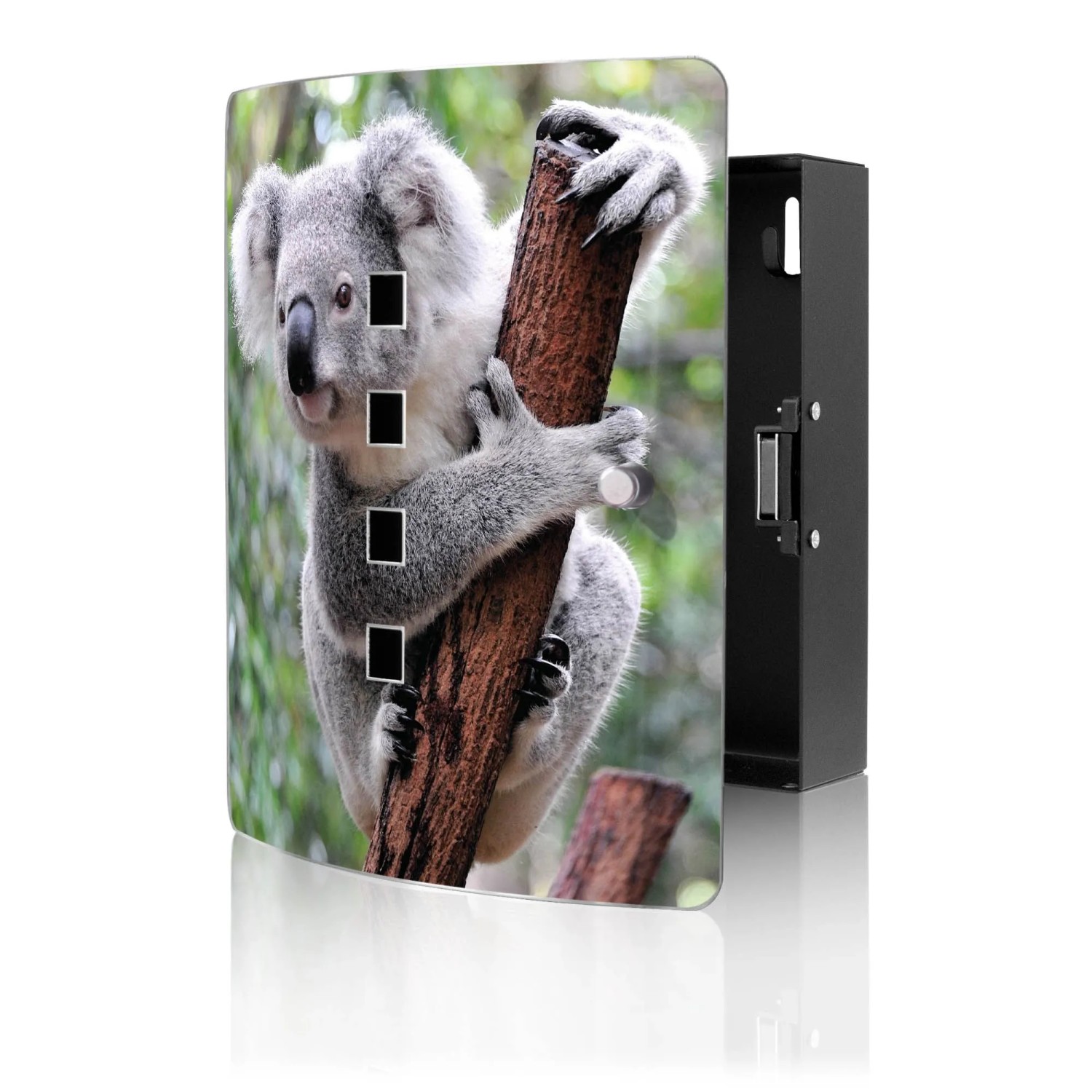 Banjado Design Schlüsselkasten Aus Edelstahl Für 10 Schlüssel 24x21,5x7cm Mit Magnetverschluss Motiv Koala