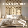 Homestyle4u Akustikpaneele Holz Hexagon Natur als Wandgestaltung im Schlafzimmer.