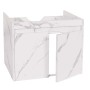 MCW Waschbeckenunterschrank L86 in Marmor-Optik Weiß mit zwei Türen und Soft-Close-System.