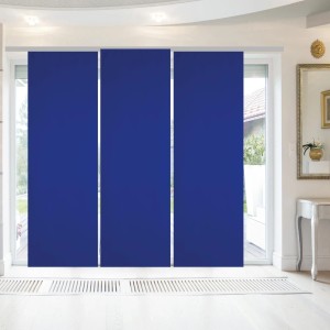 3er Pack blaue, blickdichte Arsvita Schiebegardine Alessia für Fenster, sorgt für Sichtschutz.