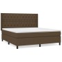 Dunkelbraunes Boxspringbett 160x200 cm mit Stoffbezug und Matratze.