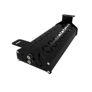 Schwarze LUXULA LED Hallenleuchte/Hallenstrahler Linear Highbay 50W mit Montagebügel.