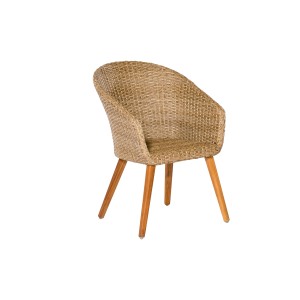 Merxx Aronne Sessel aus Akazienholz und Kunststoffgeflecht, Teil des 7-tlg. Gartenmöbel-Sets.