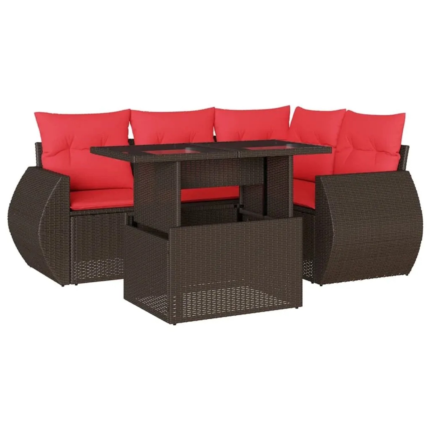 vidaXL 5-Tlg Gartensofa-Set mit Kissen Braun Polyrattan 3268514 günstig online kaufen
