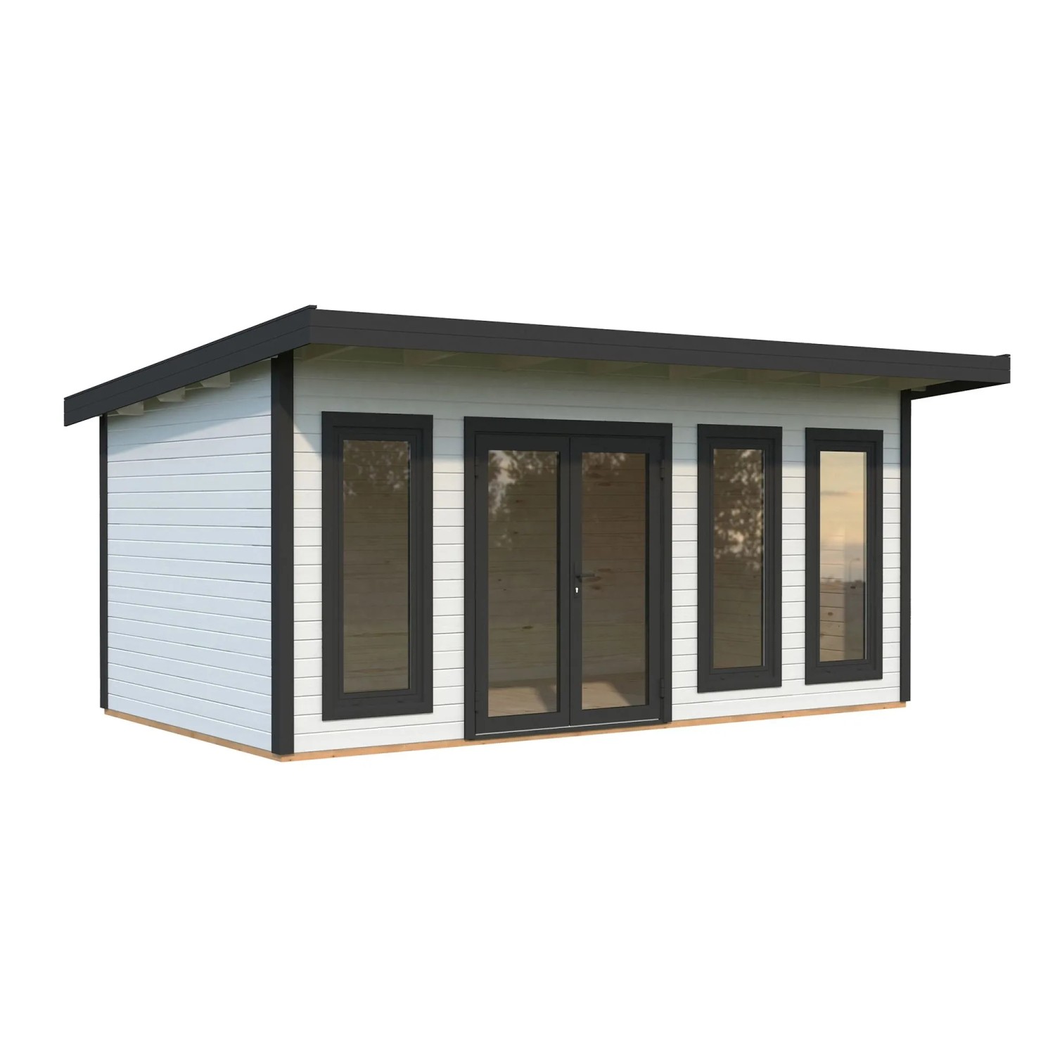 Palmako Holz-Gartenhaus Aurelia Pultdach Weiß Lackiert 530 cm x 300 cm 15,2 m²