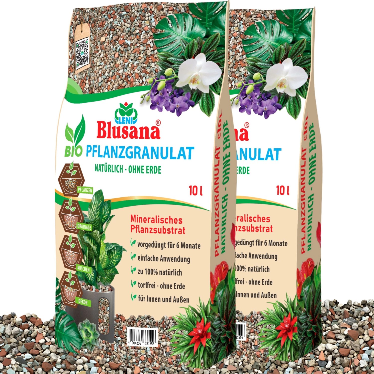 Blusana Mineralisches Pflanzsubstrat vorgedüngt feine Körnung 2-5 mm 20 l