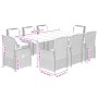 vidaXL 9-tlg. Garten-Essgruppe mit beigen Polyrattan-Stühlen und Tisch mit Glasplatte, ideal für den Garten.